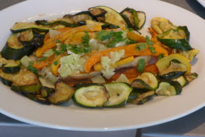 Platter of zucchini and sweet potatoes