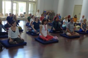 People meditating