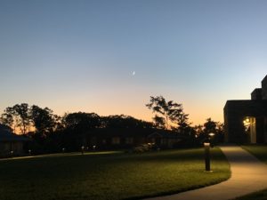 The Dharmakaya Center campus at twilight