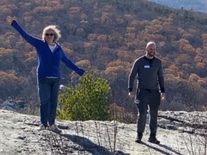 Two people hiking at Sam's Point 