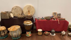 a range of percussion instruments