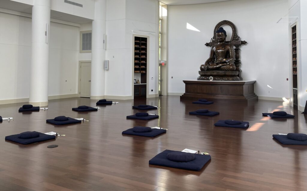 Meditation hall with cushions